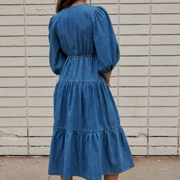 Bohme Nadia Midi Dress in Light Wash - Picture 4 of 6